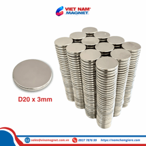 Nam châm tròn D20x3mm cho nắp ba lô dày